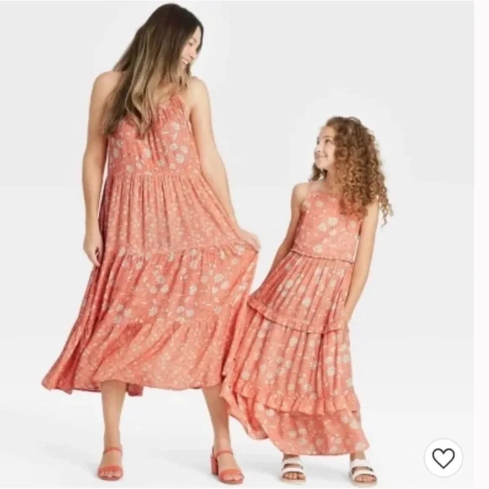 (XXL)- Universal Thread Floral Print Sleeveless Tiered Maxi Dress- Coral